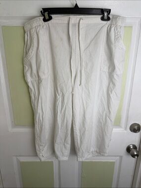 Men's White Elastic-Waist Drawstring Jogger Pants